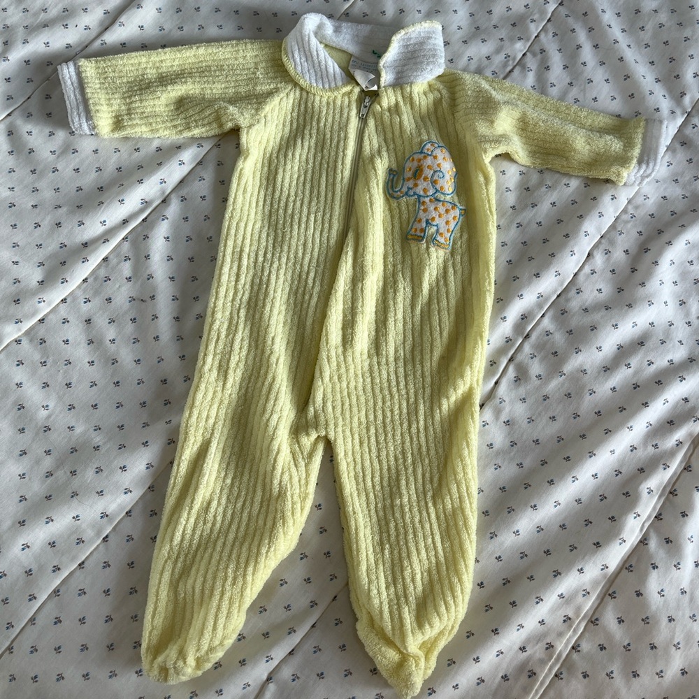 Vintage Baby Terry Yellow and White Sleeper